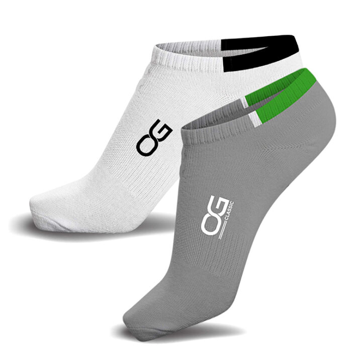 OG White and Grey Ankle Socks Pack of 2