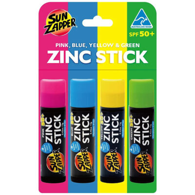 Rainbow Pack: Pink, Blue, Yellow & Green Zinc Stick SPF 50+