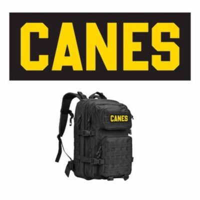 Black Military Bag with 'CANES' Velcro Patch